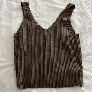 GAP Chocolate Ribbed Tank Top
